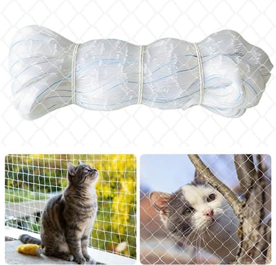 Kattennet - Terrasnet Balkonnet - Veilige Valbescherming - Zonder Boren Installeren - 5 x 5 m - Wit