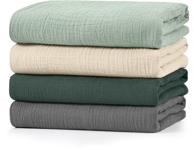 SnelShoppen - Kinder Wikkeldeken 95 x 100 cm - Set van 4 - Baby Kleding en Wikkeldoeken - 100% Katoen - Geschikt voor Nieuwe Borns - Ademend en Zacht