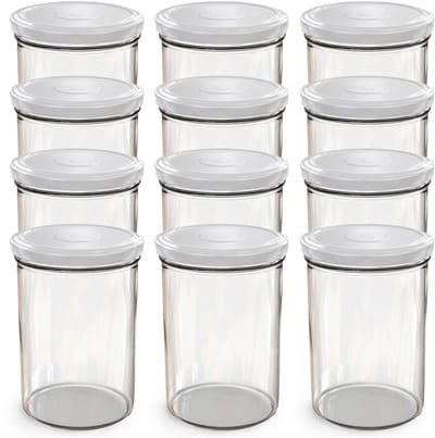 Oputec 12x 440ml inmaakpotten / voorraadpotten TO Ø 82 mm – glazen jampotten – metalen schroefdeksel wit – conservenpotten