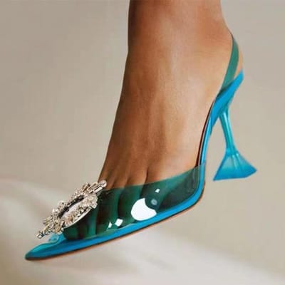 Nieuwe Strass Pumps Vrouwen Transparante Hoge Hakken Sexy Puntige Neus Mode Feest Bruiloft Schoenen Dames Sandalias De Las Mujeres 43 blauw