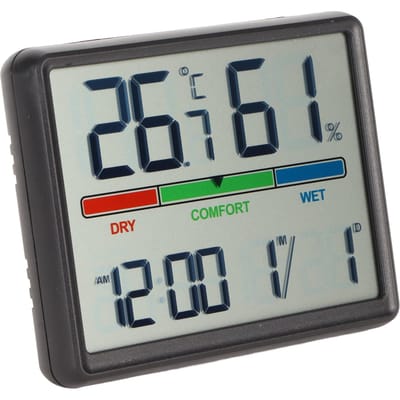 Réveil numérique avec affichage de la température et de l'humidité Dos magnétique Horloge de bureau électronique gray