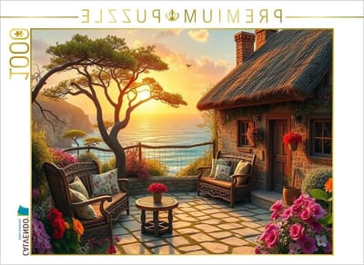 Legpuzzel Zonsondergang Zee - Fotopuzzel Uren - Ontspannend Tijdverdrijf - Premium Kwaliteit Stansen - 64 x 48 cm - Meerkleurig