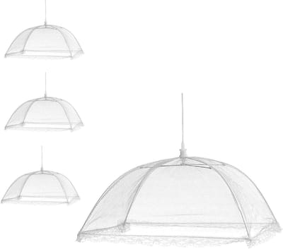 Eetkapjes Tuin - Beschermkap Buiten - Voedsel Beschermen - Paraplu Mechanisme - Set van 4 - Wit