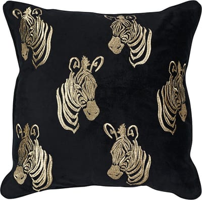 Sierkussen - Fluweel Zebra * - Zwart - 45 Cm X 45 Cm