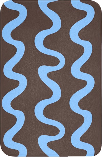 WC mat 40x60 cm - Antislip - Kronkelende lijnen - Blauw - Bruin - Minimalistisch - Toiletmat - Vloermat - Douchemat - Toilet tapijt - Toiletmatten
