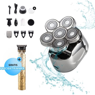Novani 6D Shaver 7 in 1 - Scheer apparaat - Trimmer - Tondeuse - Nat & Droog Shaver - Gezicht & Shaver - Neus en baardtrimmer
