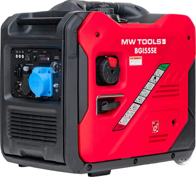 Geluidsarme benzine inverter generator 5,5 kW 230 V, met elektrische start en ATS contact. MW Tools BGI55SE