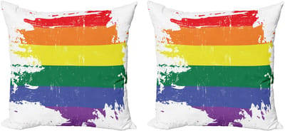 ABAKUHAUS Vintage Regenboog Decoratieve Kussenhoes, Set van 2, LGBT-vlag, 45x45 cm, Wit Meerkleurig