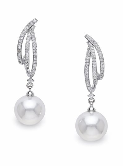 AVANT-GARDE PARIS Oorbellen - Dangle - Elegante - Rhodium Plated - 3.5 cm - Curved Pavé-set