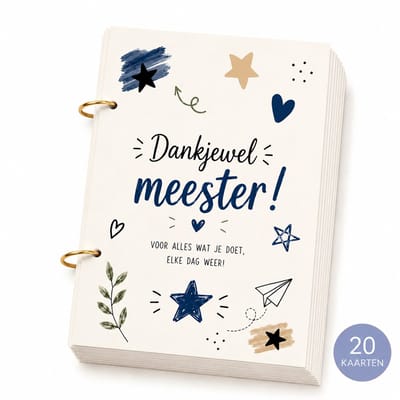 20 Meester invulkaarten A5 - Meester Bedankt - meester cadeau - Bedankt cadeautje - Bedankt - Meester invulkaarten - inclusief ringetjes
