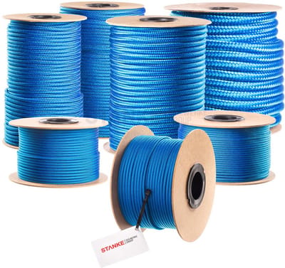 Polypropyleen Touw 2mm - 100m Blauw/Geel Gevlochten Koord - Stevig Waslijn, Tuin, Camping en Bouw
