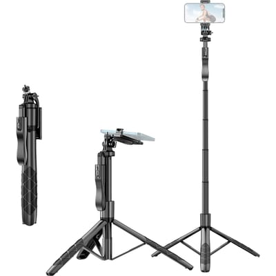 60-inch multifunctioneel selfiestick-desktopstatief met 6-delige telescopische staaf 360 graden draaibaar