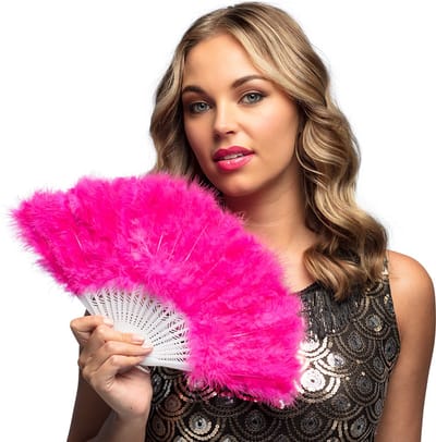 Boland - Waaier Flapper roze Roze - Volwassenen - Unisex - Charleston -