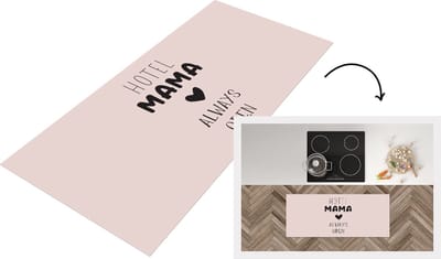 Keukenloper - Loper keuken - Spreuken - Quotes Hotel Mama Always Open - Moederdag - Moeder - Roze - 120x50 cm - Keukenloper vinyl