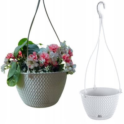 Hangende Pot 27CM Wit Rotan Look Kunststof