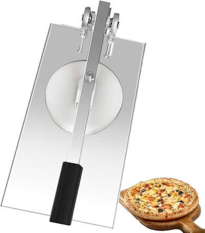 Deegpers Machine - Pizzamaker Bakgerei - Deeg Vormen - Verstelbare Hoek - 20-24 CM - Zilverkleurig