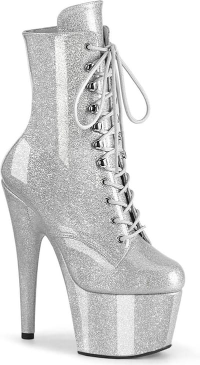 Pleaser - ADORE-1020GP Plateau Laarzen, Paaldans schoenen - US 5 - 35 Shoes - Zilverkleurig