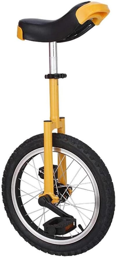 Eenwieler Fiets - Balans fiets - Buitensport Balans - Verstelbare Zadelbuis - 16 18 20 inch - Geel