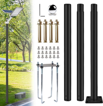 Straatlantaarnpaal - Buitenlamp paal - Buitenverlichting - Verstelbaar zwaar metaal - 3 meter hoog - Zwart