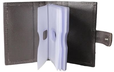 Pasjeshouder Uitschuifbaar – Donkerbruin - Leer - Creditcard Houder - Muntgeld Ritsvak - Pasjeshouder Mannen - Vrouwen