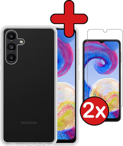 Hoesje - Met 2x Screenprotector - Geschikt voor Samsung Galaxy A04s - Sterk & Shockproof - Telefoon Hoes - Back Cover - Siliconen Case - Telefoonhoes - Transparant
