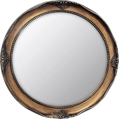 Vintage Decoratieve Wandspiegel Rond - Antiek Goud 12.2"