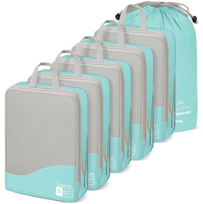 Compressiekubussen voor Koffers en Rugzakken - Reisorganizerset in Blauw