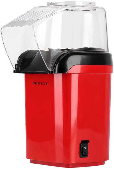 Sokany, Popcornmachine 1200W Snelle Bereiding en Koken, Zwart / Rood