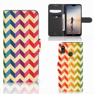 Samsung Galaxy A30 Telefoon Hoesje Zigzag Multi Color