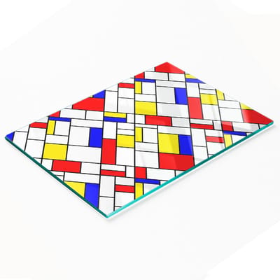 Keukenplank van gehard glas met decoratieve abstracte afbeeldingen, 80x52 cm