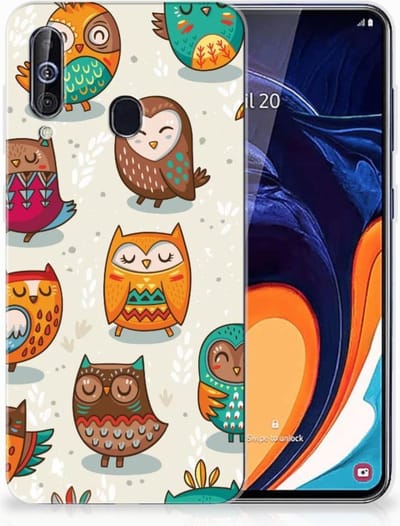 Samsung Galaxy A60 TPU Hoesje Vrolijke Uilen