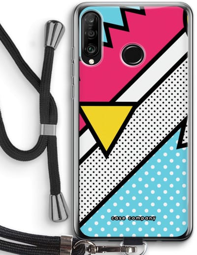 Case Company® - Hoesje met koord geschikt voor Huawei P30 Lite hoesje met Koord - Pop Art #3 - Telefoonhoesje met Zwart Koord - Bescherming aan alle Kanten en Over de Schermrand