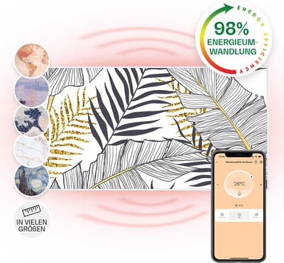 Klarstein Air Art Smart Infraroodverwarming, Infraroodverwarming met IoT/WiFi app-bediening, Openraamdetectie, Infraroodverwarming met thermostaat, CO2-vrije elektrische verwarming 700W