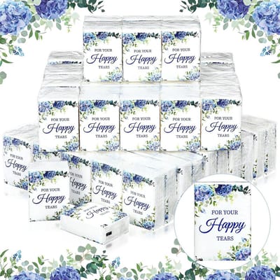 100 Packs Zakdoeken 2-laags, 20x20 cm Uitgevouwen, 7,2x5,65 cm Gevouwen - Ideaal voor Bruiloft, Begrafenis, Babyborrel en Geboortekaartjes