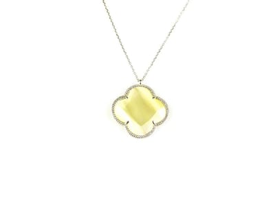model Fiori grote klaver collier in zilver grote klaver parelmoer