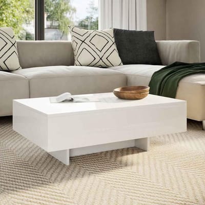 Salontafel Hoogglans - Bijzettafel Koffietafel - Woonkamer Inrichten - Onderhoudsvriendelijk MDF - 85 x 55 cm - Wit