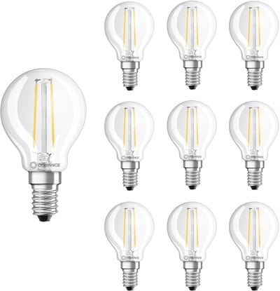 Ledvance LED Filament Kogellamp E14 - 2.5W 250lm 2700K 230V - Ø45mm - Geschikt voor tafellampen, kastverlichting, woonkamer - 10 stuks