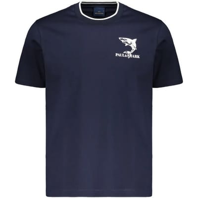 t-shirt met blauwe borstafdruk