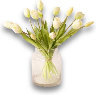 Winq - Kunsttulpen In Wit -15 tulpen-kunstbloemen-ex vaas