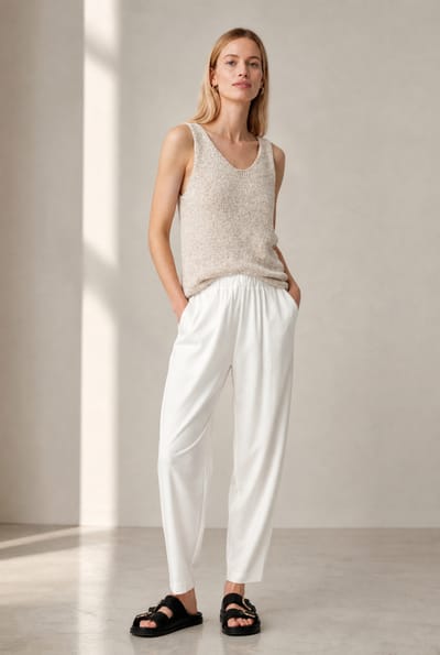 Fagiolo pants soft Punto Milano jersey | Panna - Panna / S