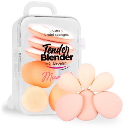 Clavier Beauty Blender & Powder Puff - 6 Stuks - Wit - 3 x Mini Powder Puff en 3 x Mini Beauty Spons
