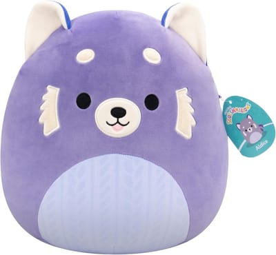 Pluche Panda Knuffel - Zachte Panda - Kinderkamer Decoratie - Uniek Patroon - 30 cm - Paars Rood
