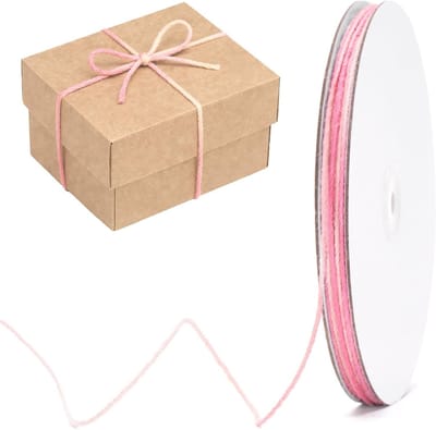 2mm Jute Craft Cord in Roze - 100m Decoratieve Touw voor Verpakking, Macramé en DIY Projecten, Perfect voor Bruiloften en Feestjes