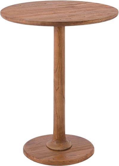 CLP Farragut Bijzettafel - rond - hout - 50 cm diameter - voor woonkamer en eetkamer - mindihout - met tafelblad - bruin