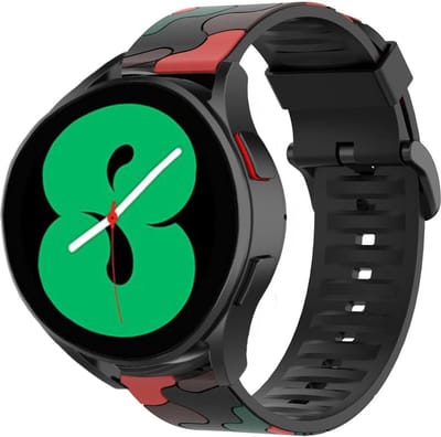 Strap-it Siliconen camouflage bandje - geschikt voor Samsung Galaxy Watch 7 (40 & 44mm) / Galaxy Watch 6 (Classic) / Galaxy Watch 5 / Galaxy Watch 5 Pro / Galaxy Watch 4 / 4 Classic / Watch FE - camo rood