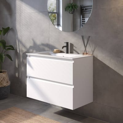 Saqu Gaia Badkamermeubel Set - 81x46 cm - Voorgemonteerd - Wit - Wastafelmeubel - Badmeubel