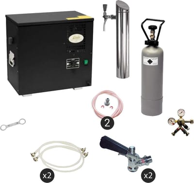 Complete Set - Biertap - AS-40, 2-kraans - Waterbadkoeler - Thuistap - Bierkoeler - met 2x Fustkoppeling Type S