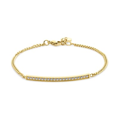 CO88 Collection 8CB-91386 – Armband Dames – Witte Kristallen – Goudkleurig – 16+3 cm – Cadeau voor Vrouwen