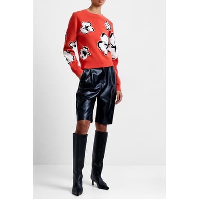 French Connection Paislee Floral Jacquard Jumper Flame Orange Größe: XS | Longsleeves Outlet | Damen | Orange