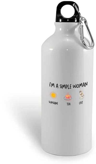 Hacebo® - I'm a simple woman sunshine, tea, cat waterfles - Quotes - vrouwen die simpel zijn - vrouwen - quotes - verjaardagscadeau - verjaardag - cadeau - kado - geschenk - gift - water fles - 400ML